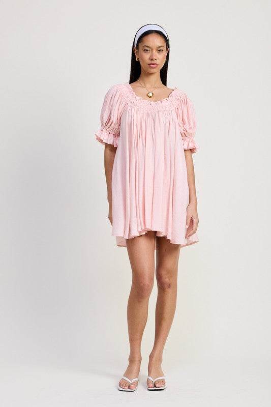 MINI EMBROIDERY SHORT PUFF SLEEVE DRESS - Shop Style & More | Fresh Looks, Everyday Deals & Free Shipping