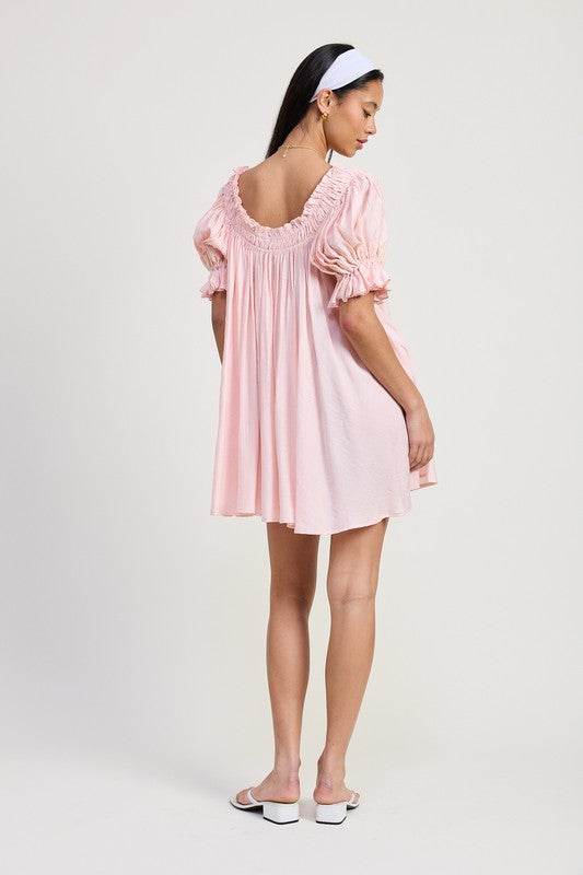 MINI EMBROIDERY SHORT PUFF SLEEVE DRESS - Shop Style & More | Fresh Looks, Everyday Deals & Free Shipping