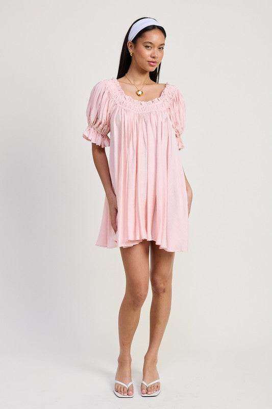 MINI EMBROIDERY SHORT PUFF SLEEVE DRESS - Shop Style & More | Fresh Looks, Everyday Deals & Free Shipping