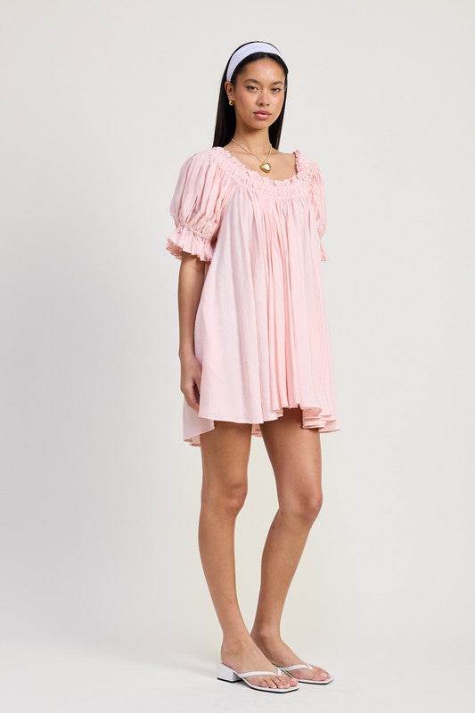 MINI EMBROIDERY SHORT PUFF SLEEVE DRESS - Shop Style & More | Fresh Looks, Everyday Deals & Free Shipping