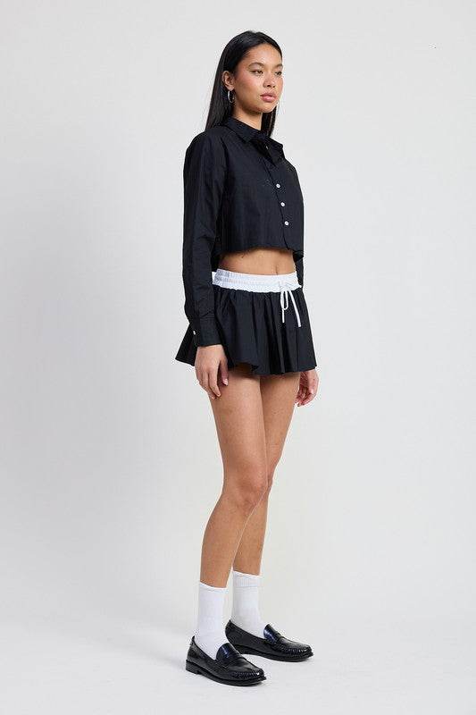 MINI CONTRAST WAISTBAND SKIRT - Shop Style & More | Fresh Looks, Everyday Deals & Free Shipping