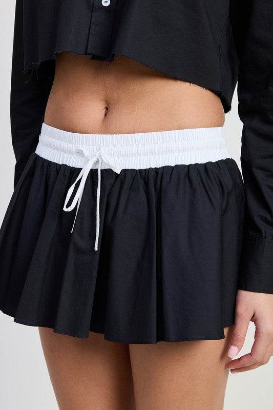 MINI CONTRAST WAISTBAND SKIRT - Shop Style & More | Fresh Looks, Everyday Deals & Free Shipping