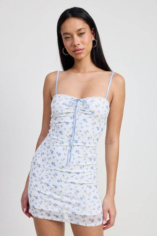 MINI FLORAL DRESS WITH PEEK A BOO LACE - Shop Style & More | Fresh Looks, Everyday Deals & Free Shipping
