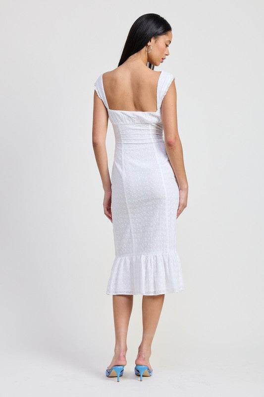 SQAURE NECK MIDI CAP SLEEVE DRESS - Shop Style & More | Fresh Looks, Everyday Deals & Free Shipping