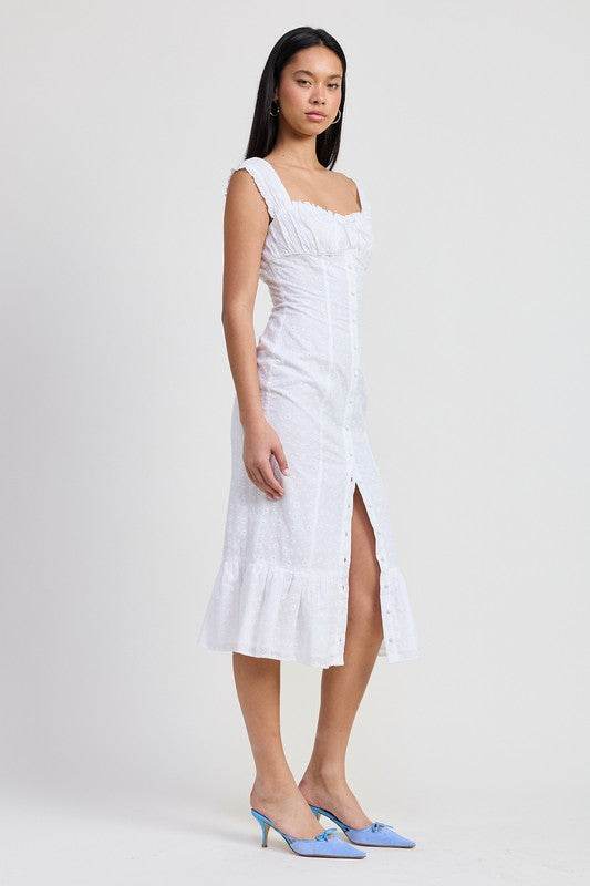 SQAURE NECK MIDI CAP SLEEVE DRESS - Shop Style & More | Fresh Looks, Everyday Deals & Free Shipping