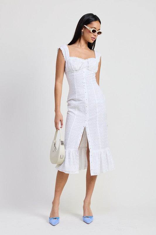 SQAURE NECK MIDI CAP SLEEVE DRESS - Shop Style & More | Fresh Looks, Everyday Deals & Free Shipping