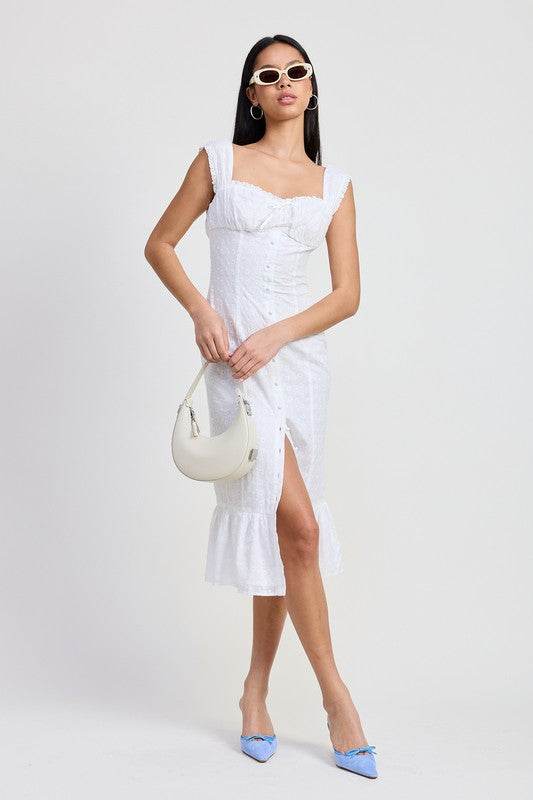 SQAURE NECK MIDI CAP SLEEVE DRESS - Shop Style & More | Fresh Looks, Everyday Deals & Free Shipping