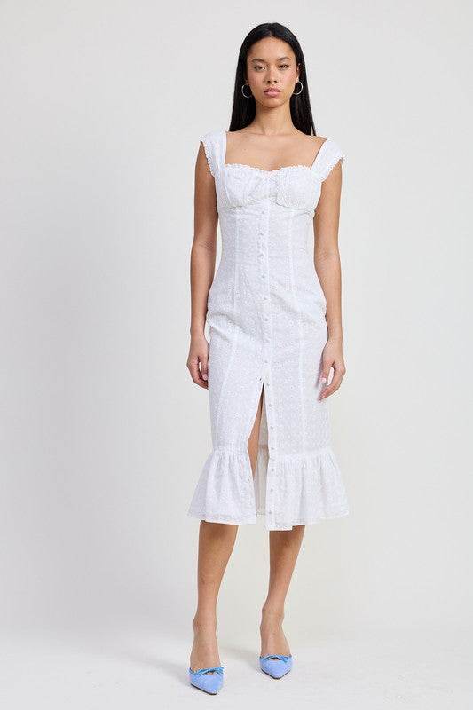 SQAURE NECK MIDI CAP SLEEVE DRESS - Shop Style & More | Fresh Looks, Everyday Deals & Free Shipping