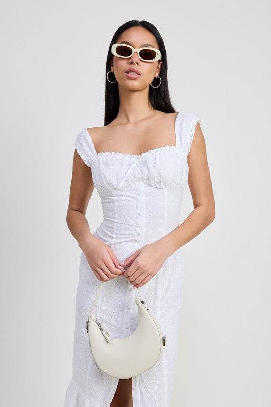 SQAURE NECK MIDI CAP SLEEVE DRESS - Shop Style & More | Fresh Looks, Everyday Deals & Free Shipping