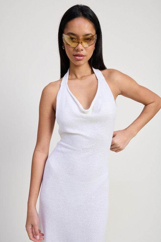 COWN NECK MIDI OPEN BACK DRESS - Shop Style & More | Fresh Looks, Everyday Deals & Free Shipping