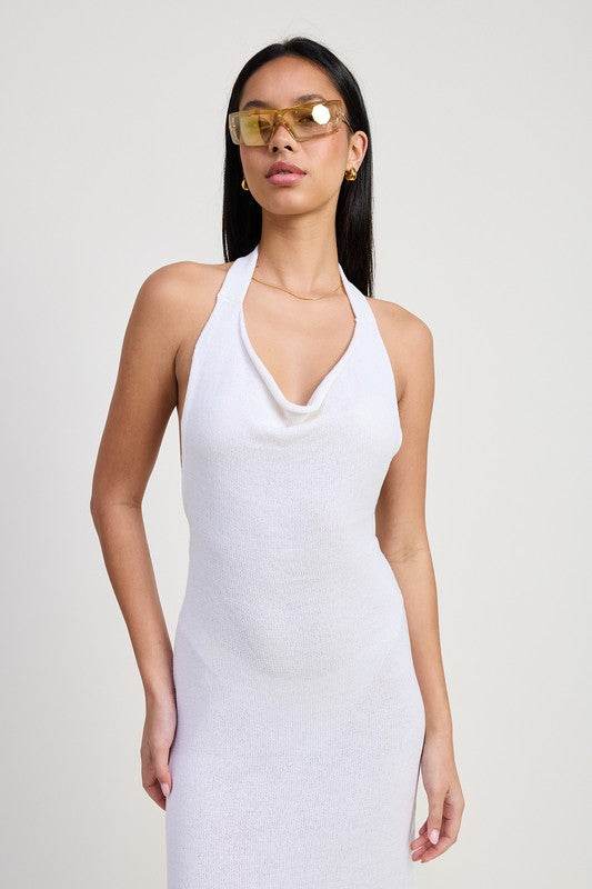 COWN NECK MIDI OPEN BACK DRESS - Shop Style & More | Fresh Looks, Everyday Deals & Free Shipping