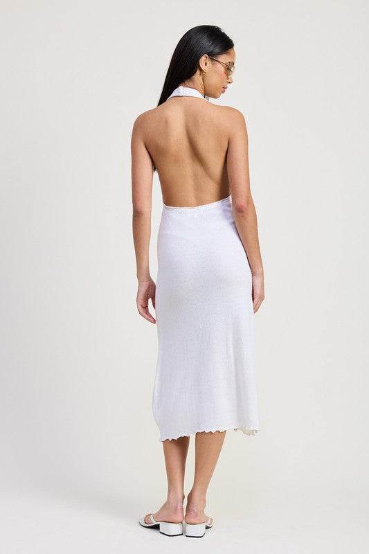 COWN NECK MIDI OPEN BACK DRESS - Shop Style & More | Fresh Looks, Everyday Deals & Free Shipping