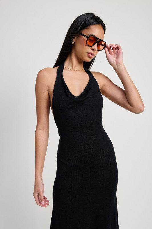 COWN NECK MIDI OPEN BACK DRESS - Shop Style & More | Fresh Looks, Everyday Deals & Free Shipping