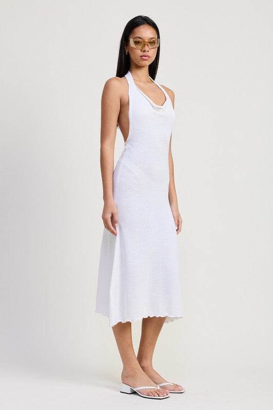 COWN NECK MIDI OPEN BACK DRESS - Shop Style & More | Fresh Looks, Everyday Deals & Free Shipping