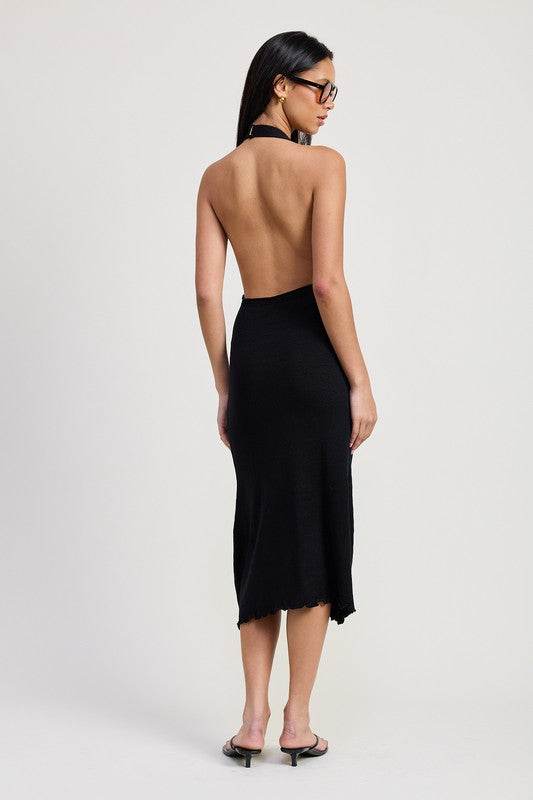 COWN NECK MIDI OPEN BACK DRESS - Shop Style & More | Fresh Looks, Everyday Deals & Free Shipping