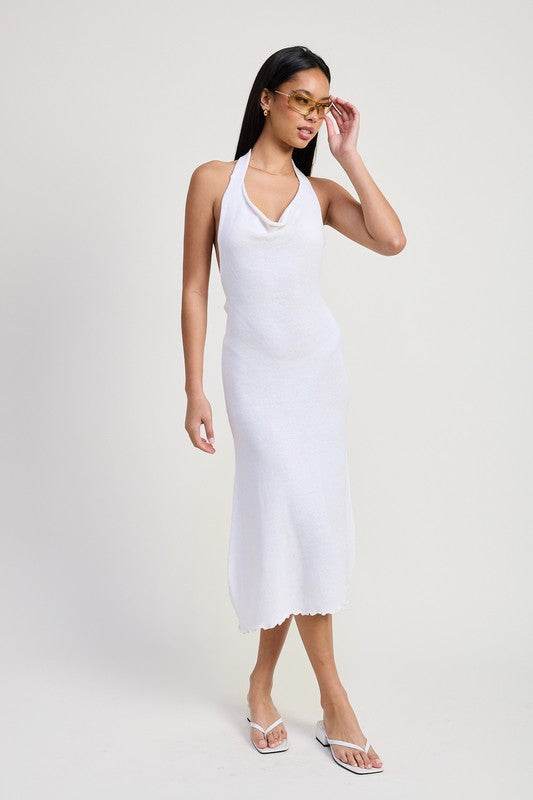 COWN NECK MIDI OPEN BACK DRESS - Shop Style & More | Fresh Looks, Everyday Deals & Free Shipping
