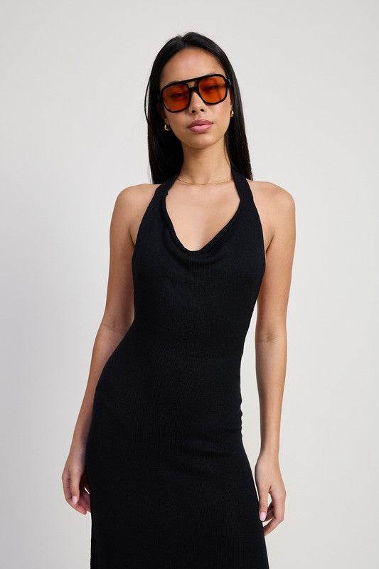 COWN NECK MIDI OPEN BACK DRESS - Shop Style & More | Fresh Looks, Everyday Deals & Free Shipping