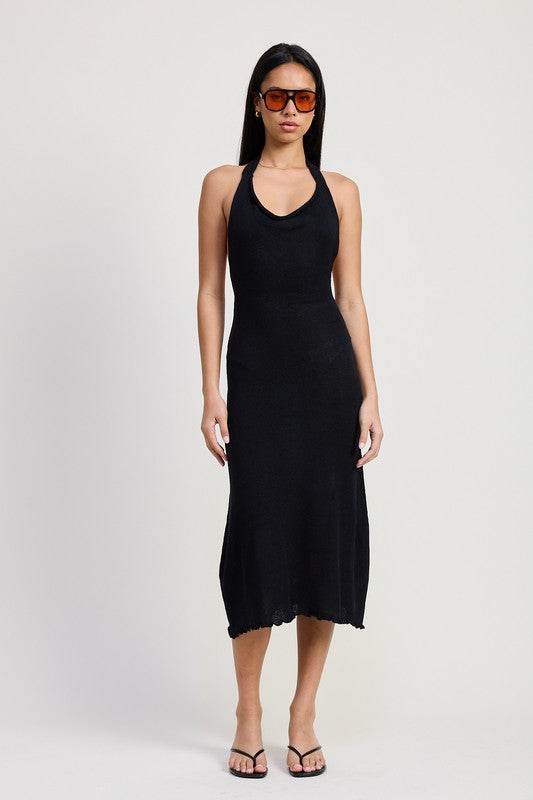 COWN NECK MIDI OPEN BACK DRESS - Shop Style & More | Fresh Looks, Everyday Deals & Free Shipping