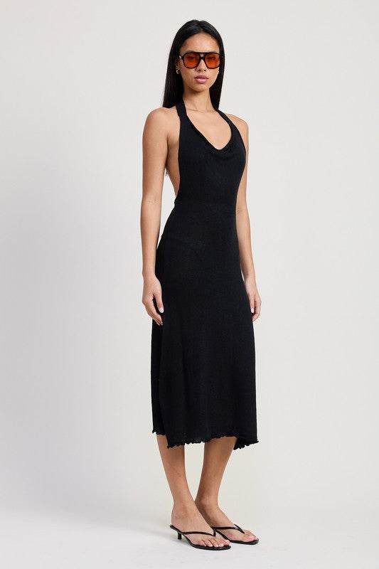 COWN NECK MIDI OPEN BACK DRESS - Shop Style & More | Fresh Looks, Everyday Deals & Free Shipping