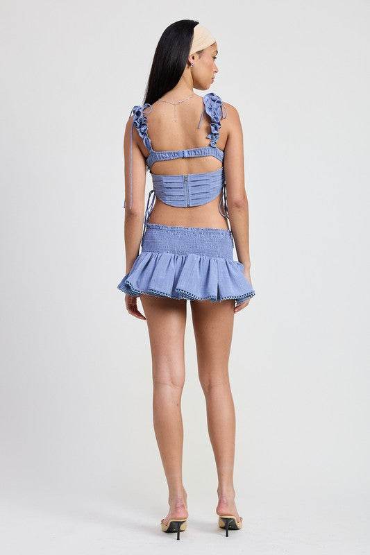 RUFFLED TIE BACK TOP WITH OPEN BACK - Shop Style & More | Fresh Looks, Everyday Deals & Free Shipping