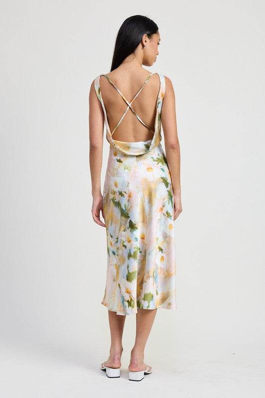 FLORAL MIDI COWL NECK DRESS - Shop Style & More | Fresh Looks, Everyday Deals & Free Shipping