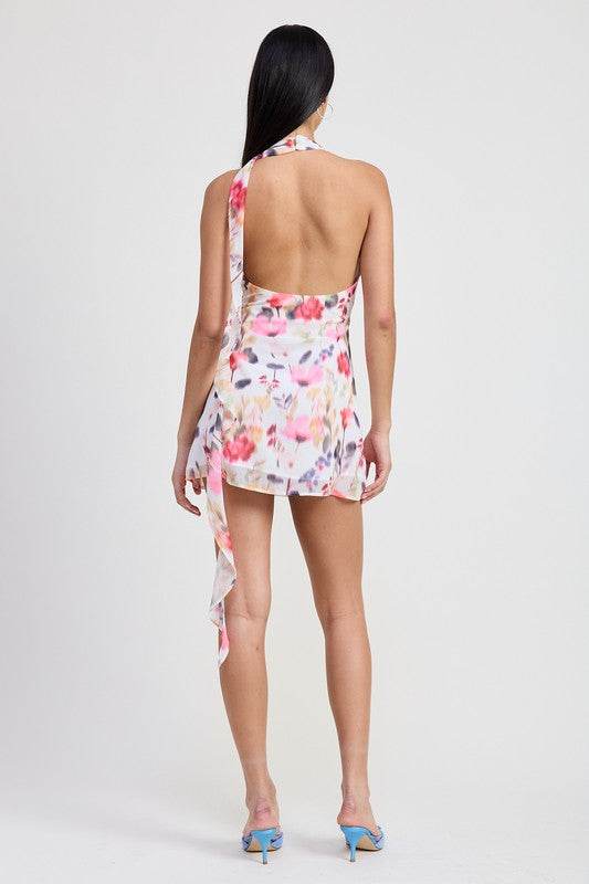 MINI HALTER NECK FLORAL DRESS - Shop Style & More | Fresh Looks, Everyday Deals & Free Shipping