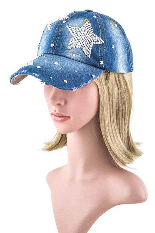 Stars Crystal Embellished Fashion Denim Cap - Shop Style & More | Fresh Looks, Everyday Deals & Free Shipping