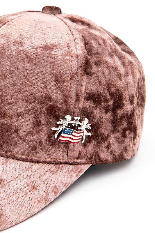 American Flag Angel Pin Tag Velour Cap - Shop Style & More | Fresh Looks, Everyday Deals & Free Shipping