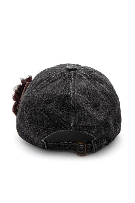 Satin Flower Embellished Denim Cap - Shop Style & More | Fresh Looks, Everyday Deals & Free Shipping