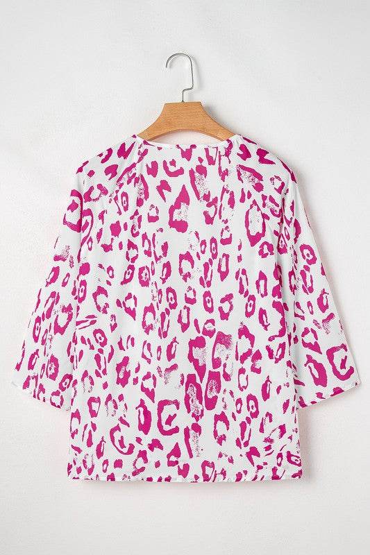 Leopard Print V Neck 3/4 Sleeve Blouse - Shop Style & More | Fresh Looks, Everyday Deals & Free Shipping