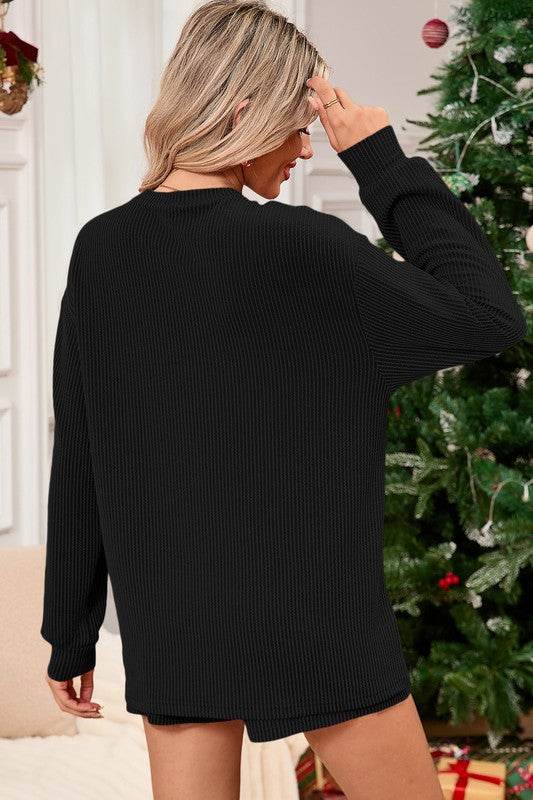 Corded MERRY Long Sleeve Top and Shorts Pajama Set - Shop Style & More | Fresh Looks, Everyday Deals & Free Shipping