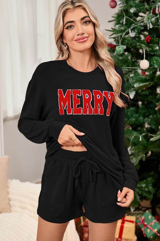 Corded MERRY Long Sleeve Top and Shorts Pajama Set - Shop Style & More | Fresh Looks, Everyday Deals & Free Shipping