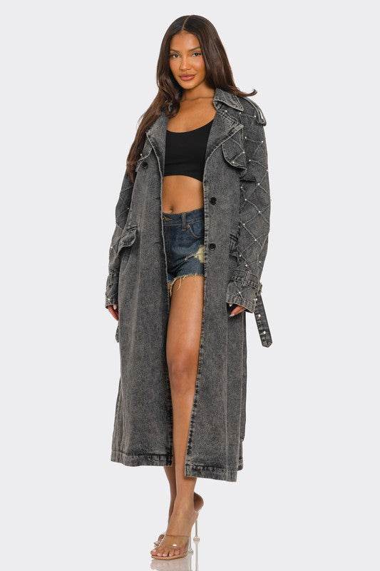 Distressed Denim Trench Coat - Shop Style & More | Fresh Looks, Everyday Deals & Free Shipping