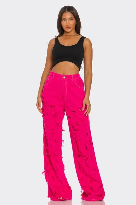 Fuchsia Frenzy Wide-Leg Jeans - Shop Style & More | Fresh Looks, Everyday Deals & Free Shipping