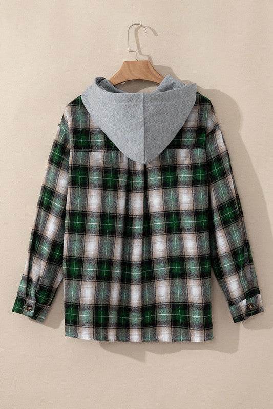 Women Plaid Print Chest Hooded Shacket Jackets - Shop Style & More | Fresh Looks, Everyday Deals & Free Shipping