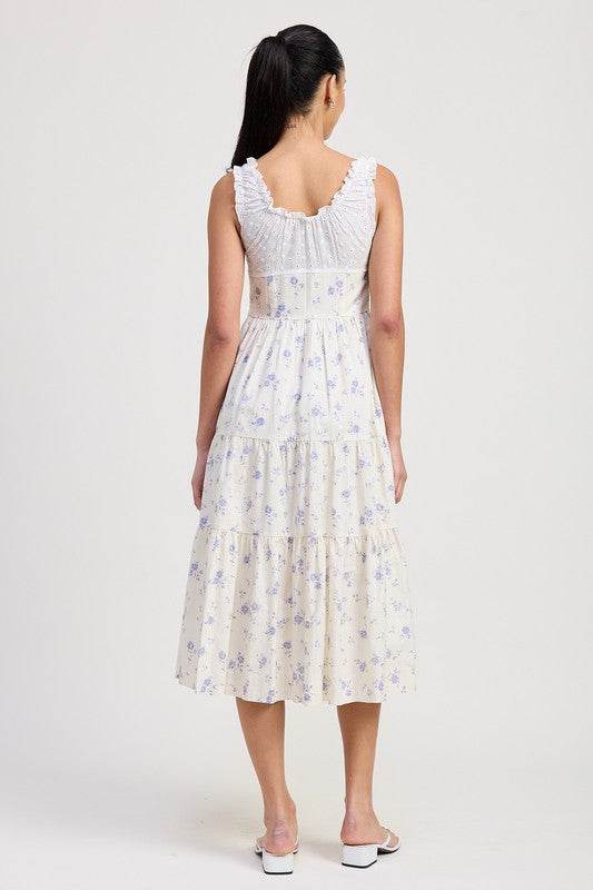 MIXED MEDIA EYELET PEEKABOO MIDI DRESS - Shop Style & More | Fresh Looks, Everyday Deals & Free Shipping