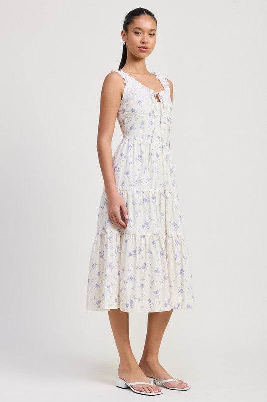 MIXED MEDIA EYELET PEEKABOO MIDI DRESS - Shop Style & More | Fresh Looks, Everyday Deals & Free Shipping