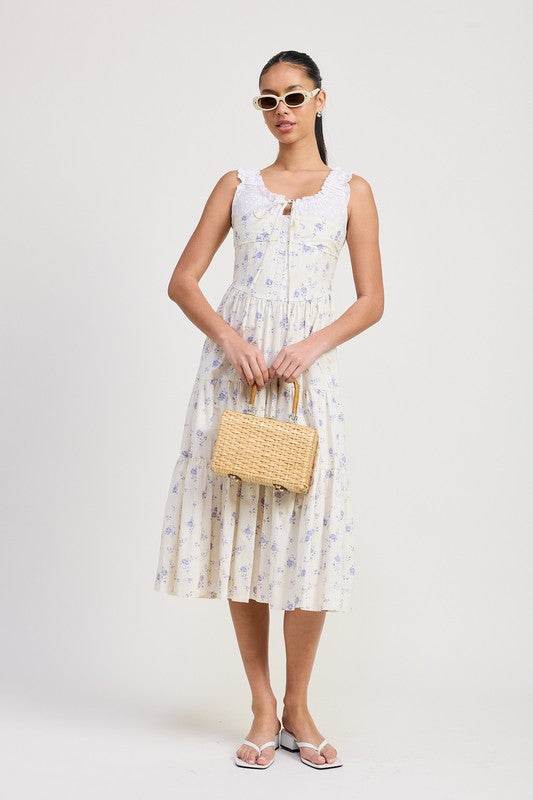 MIXED MEDIA EYELET PEEKABOO MIDI DRESS - Shop Style & More | Fresh Looks, Everyday Deals & Free Shipping