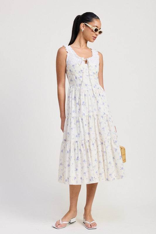 MIXED MEDIA EYELET PEEKABOO MIDI DRESS - Shop Style & More | Fresh Looks, Everyday Deals & Free Shipping