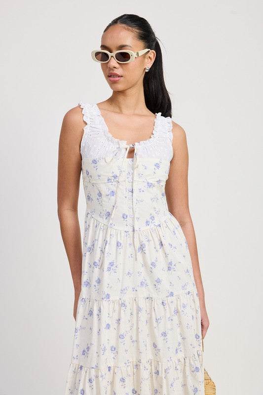MIXED MEDIA EYELET PEEKABOO MIDI DRESS - Shop Style & More | Fresh Looks, Everyday Deals & Free Shipping