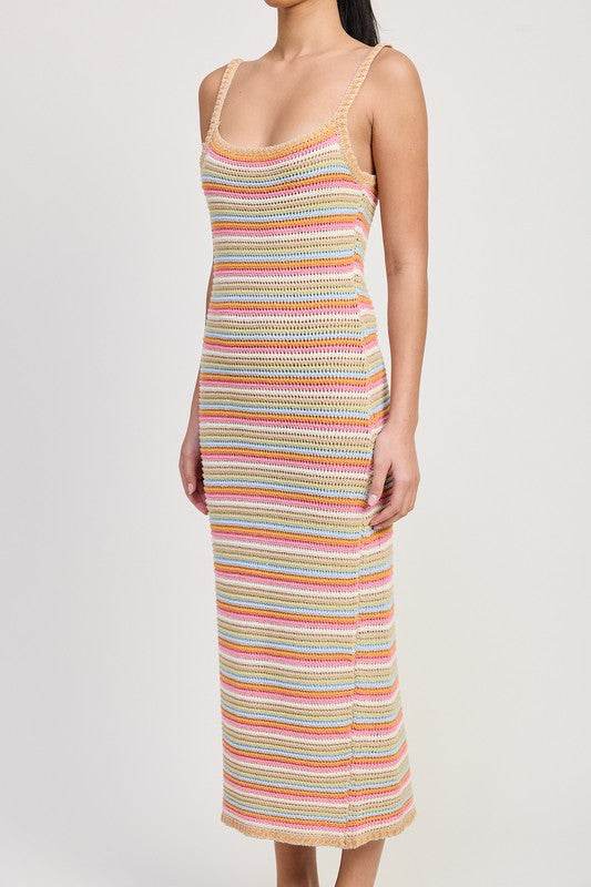 MIDI CROCHET SQAURE NECK DRESS - Shop Style & More | Fresh Looks, Everyday Deals & Free Shipping