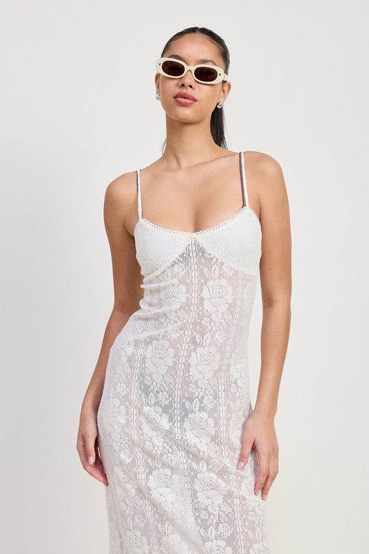 SPAGHETTI STRAP LACE MIDI DRESS - Shop Style & More | Fresh Looks, Everyday Deals & Free Shipping