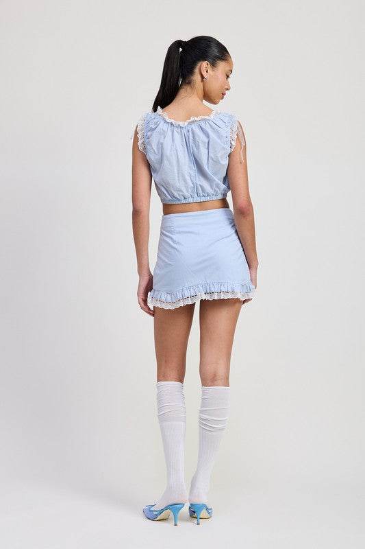 RUFFLED MINI SKIRT WITH LACE DETAIL - Shop Style & More | Fresh Looks, Everyday Deals & Free Shipping