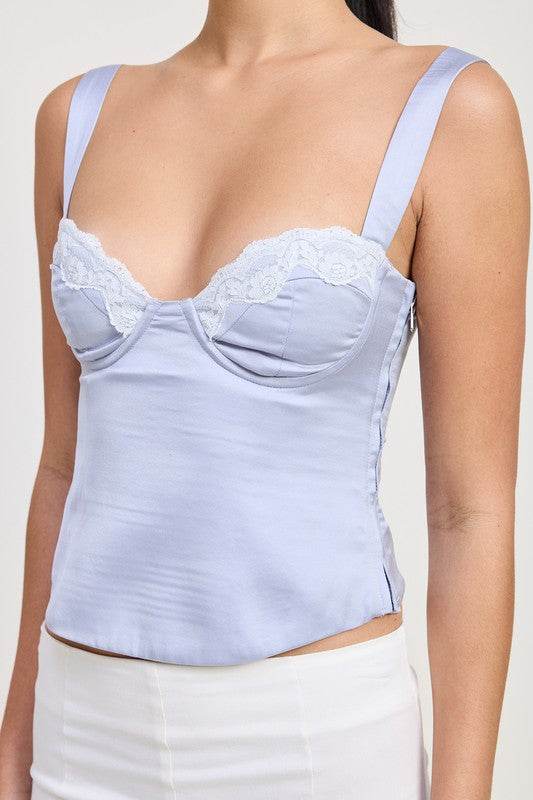 SATIN BUSTIER TOP WITH LACE DETAIL - Shop Style & More | Fresh Looks, Everyday Deals & Free Shipping
