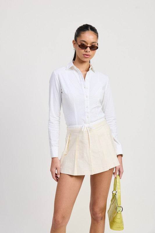 CONTRASTED WAIST BAND PLEATED SKORT - Shop Style & More | Fresh Looks, Everyday Deals & Free Shipping