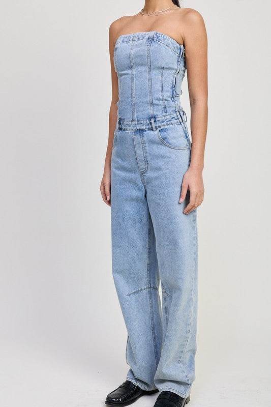STRAPLESS DENIM JUMPSUIT - Shop Style & More | Fresh Looks, Everyday Deals & Free Shipping