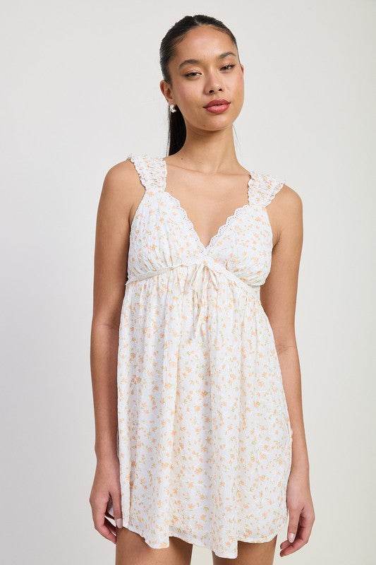 MINI FLORAL BABYDOLL PUFF STRAPS DRESS - Shop Style & More | Fresh Looks, Everyday Deals & Free Shipping