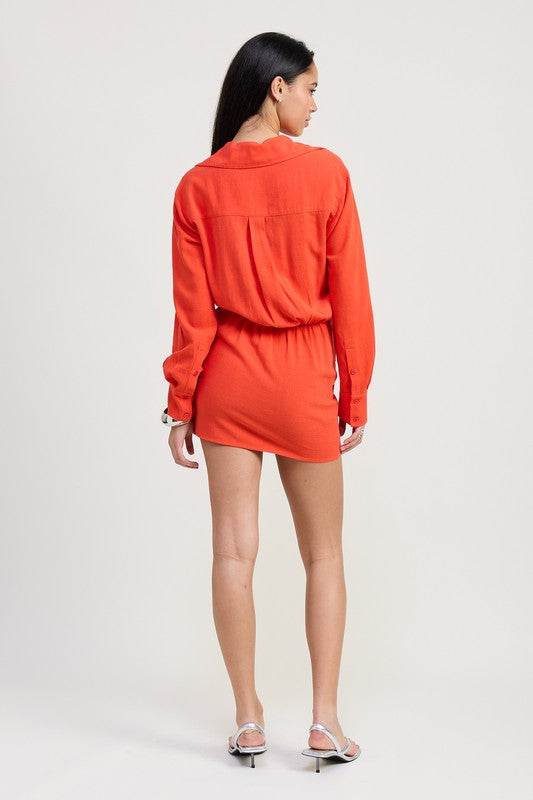 MNI LONG SLEEVE COLLARED WRAP DRESS - Shop Style & More | Fresh Looks, Everyday Deals & Free Shipping
