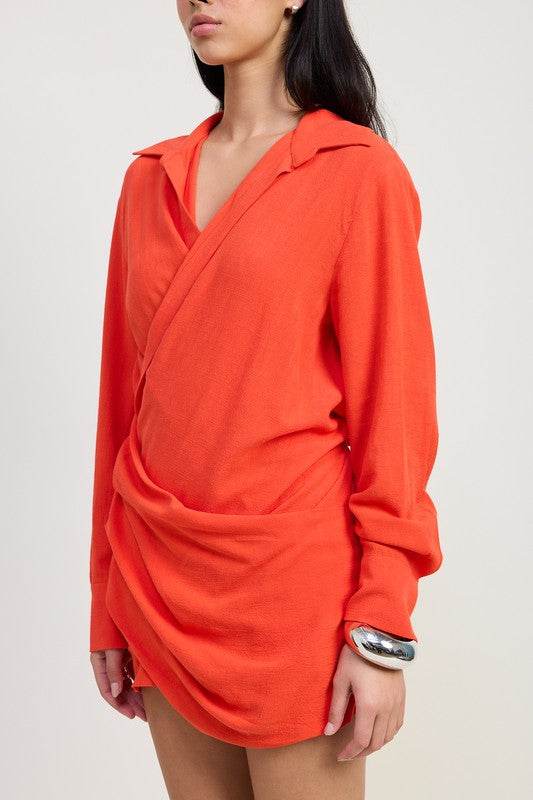 MNI LONG SLEEVE COLLARED WRAP DRESS - Shop Style & More | Fresh Looks, Everyday Deals & Free Shipping