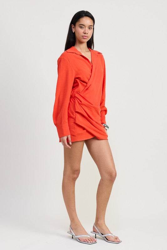 MNI LONG SLEEVE COLLARED WRAP DRESS - Shop Style & More | Fresh Looks, Everyday Deals & Free Shipping